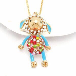Betsey Johnson Blue Enamel & Rhinestone Sheep Pendant